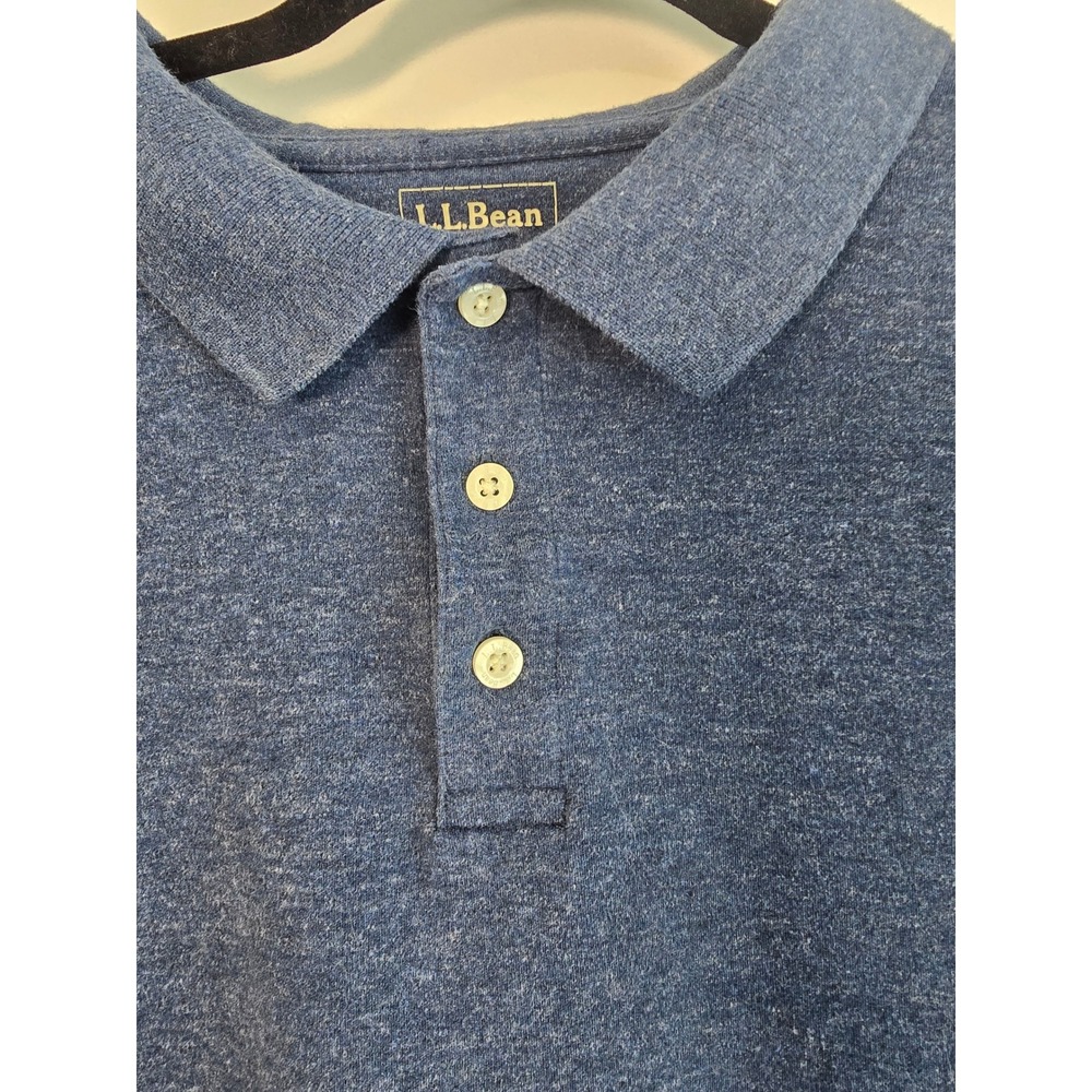 LL Bean Mens XL Blue Heathered 100% Cotton Traditional Fit Polo Shirt 298625 - Picture 3 of 8